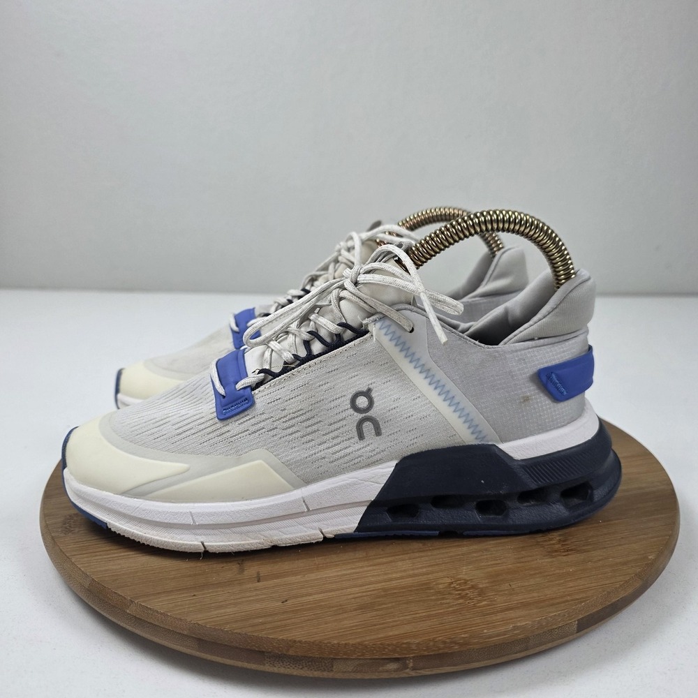 On Cloudnova Shoes Womens Size 8.5 White Blue Mesh CloudTec Sneakers Athletic